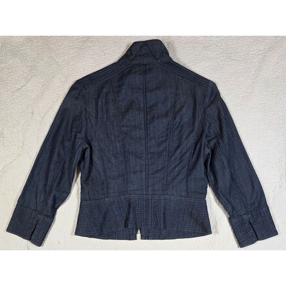 White House Black Market Zip Front Denim Blazer Jacket - Picture 3 of 12